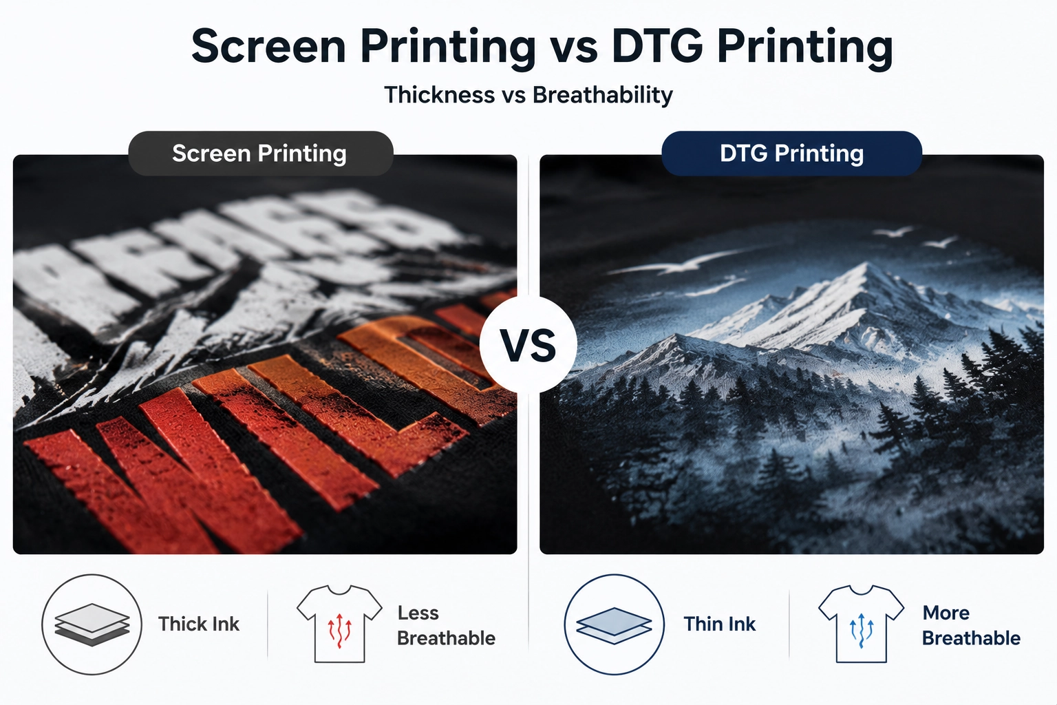 dtg vs screen printing color vibrancy comparison