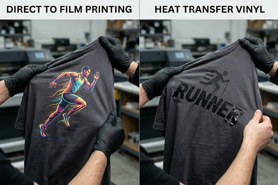 DTF vs Vinyl hand feel and stretchability comparison