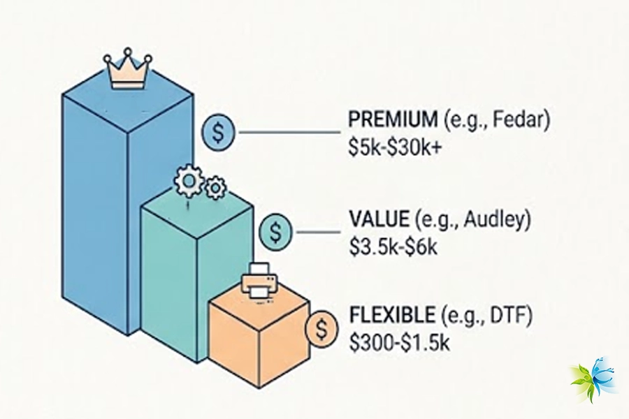 Chinese sublimation printer price tiers, Flagship model price, Value model price, Entry-level sublimation printer price.