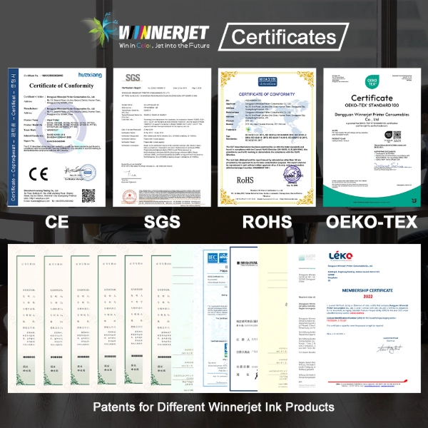 Winnerjet Ink Certificate