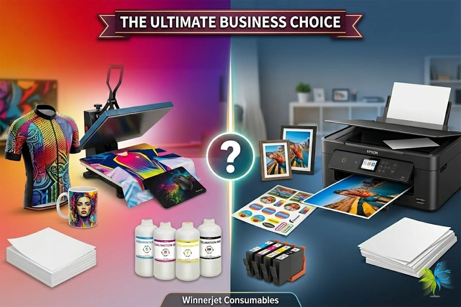 Complete comparison between sublimation ink and regular inkjet ink for custom printing businesses.
