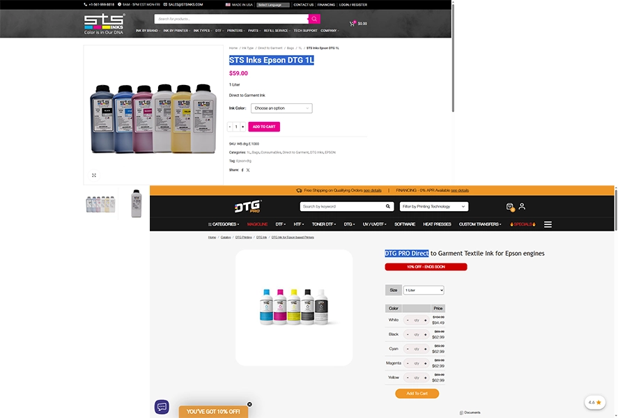 STS Inks & DTG PRO