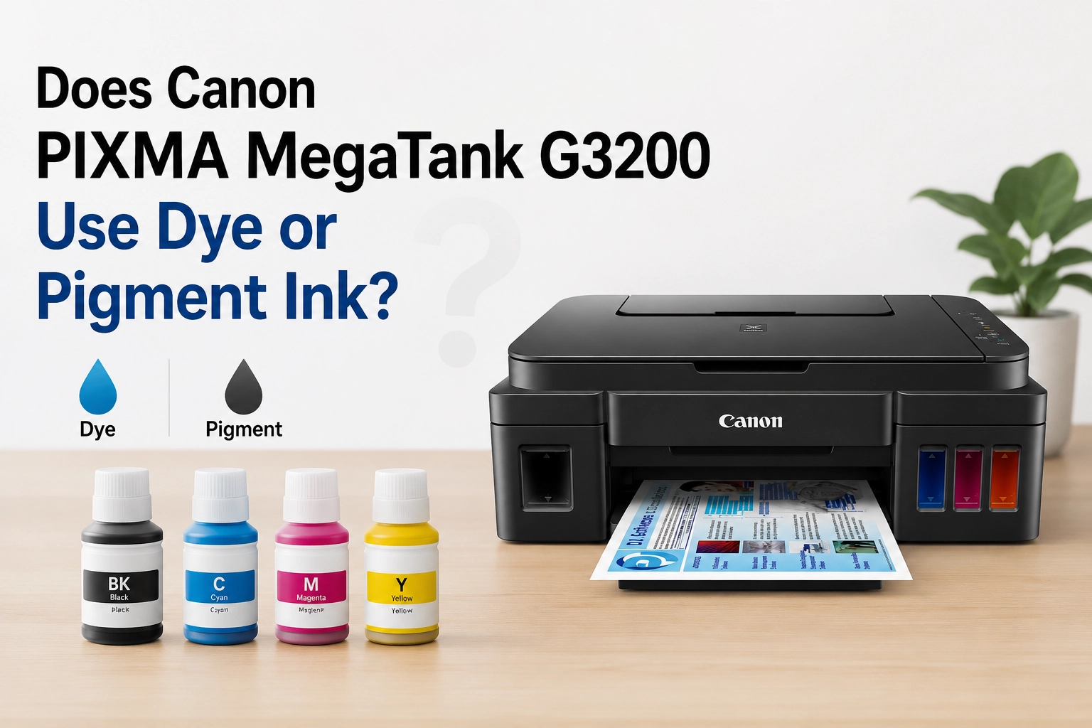 Canon PIXMA MegaTank G3200 Use Dye & Pigment Ink