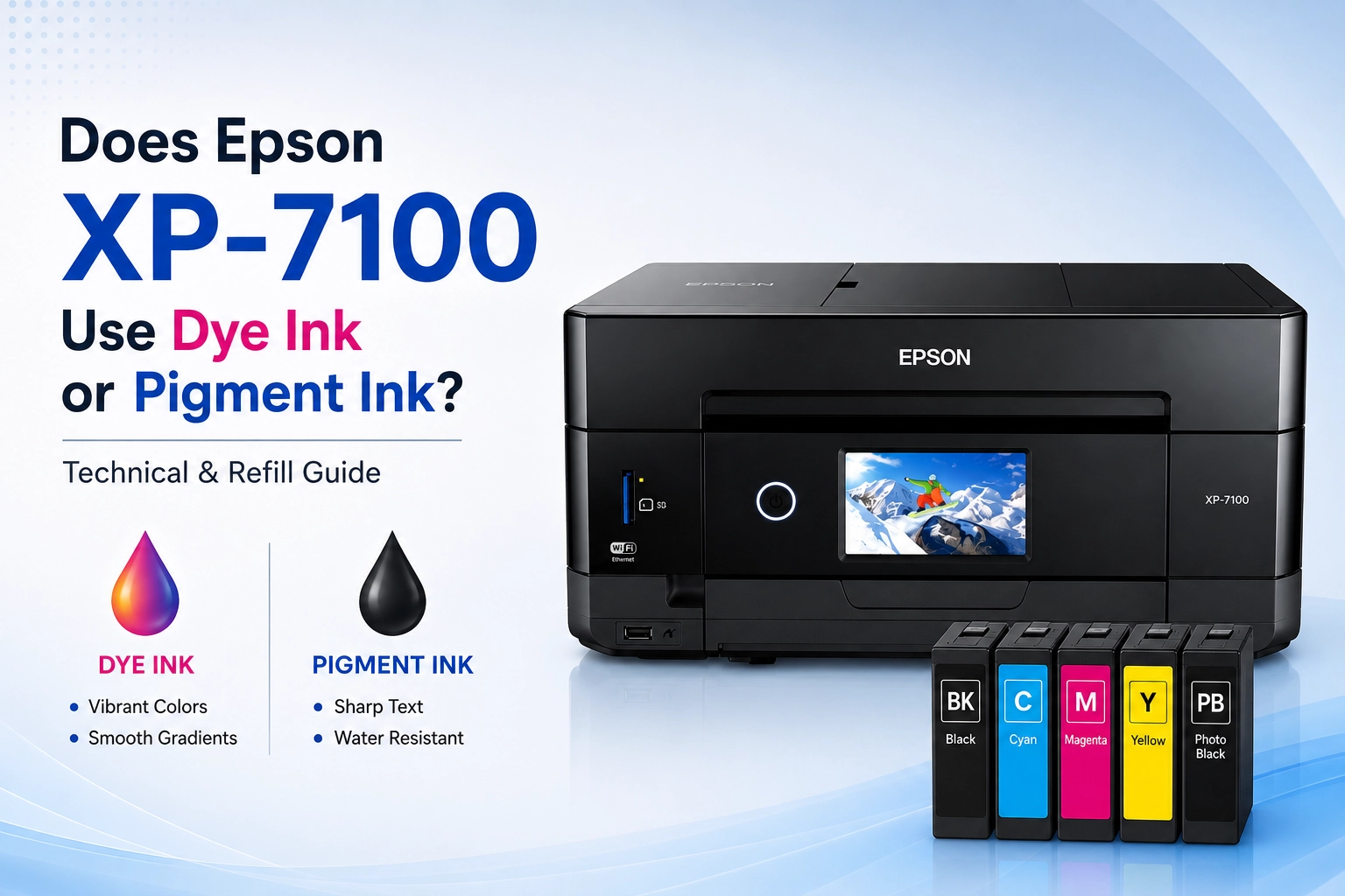 Epson XP-7100 Use Dye Ink and Pigment Ink