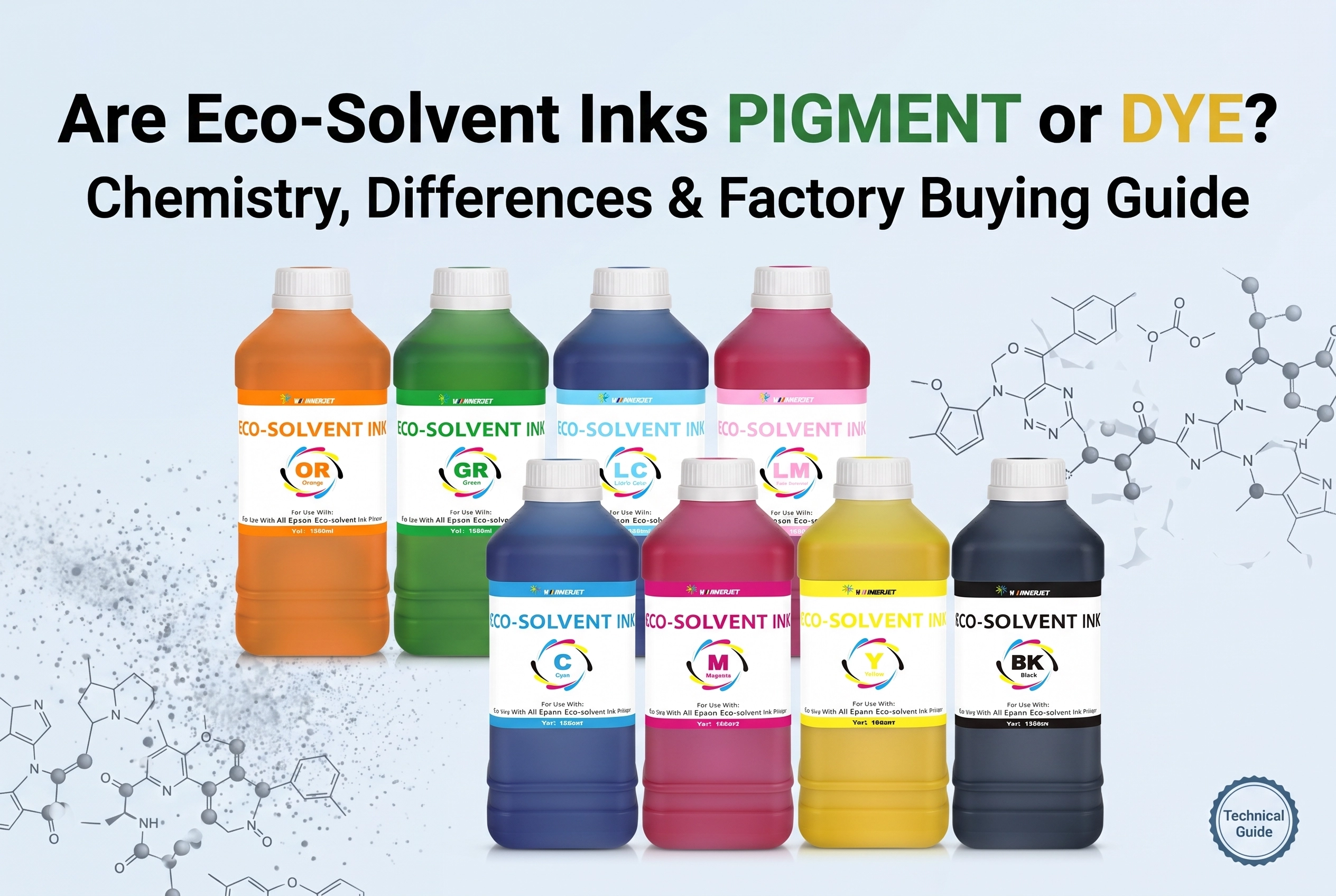 Winnerjet factory-direct eco-solvent pigment ink bottles and buyer guide comparison