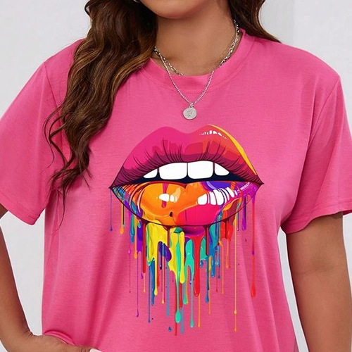 DTG printing on pink fabric