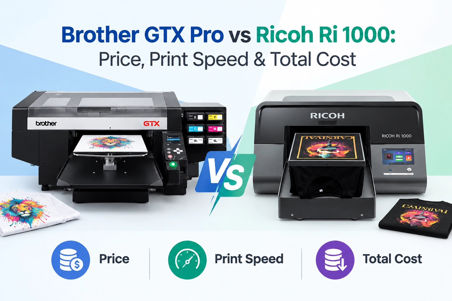 Brother GTX Pro vs Ricoh Ri 1000 DTG printer side-by-side comparison